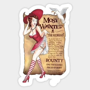 Redhead Pirate Pin-up Sticker